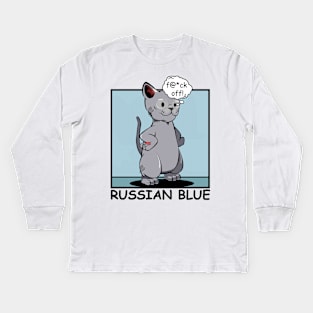 Russian Blue Cat Kids Long Sleeve T-Shirt